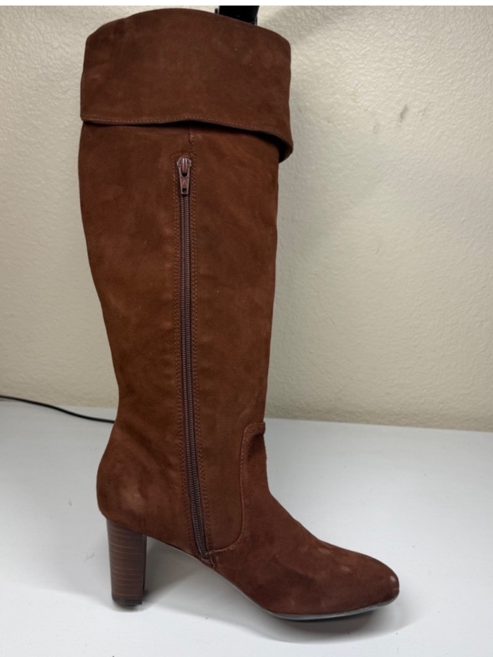 Aerosoles Lavender brown suede knee-high fold-over boots Size 6M